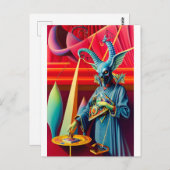 バプホメットが餌をとるファンタジー ポストカード (正面/裏面)