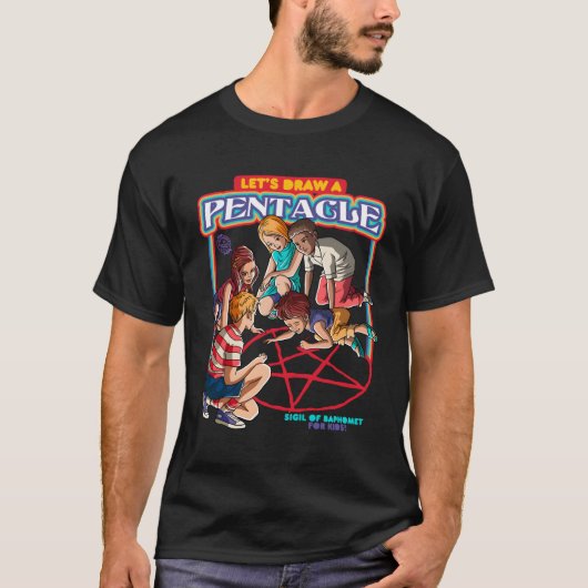 バプホメットのサタン星形五角形の印を描こう Tシャツ (正面)