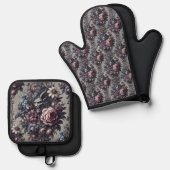 バプホメットのブーケ – ゴシックビクトリアン様式 鍋つかみ&鍋敷きセット (正面/裏面)