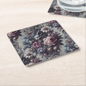 バプホメットのブーケ – ゴシックフローラ スクエアペーパーコースター (アングル)
