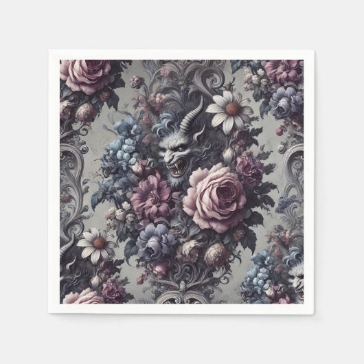 バプホメットのブーケ – ゴシックフローラ スタンダードカクテルナプキン (正面)