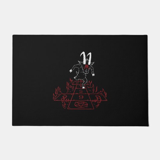 バプホメットサタニックヤギペンタグラムゴシッククロウマンズ ドアマット (正面)