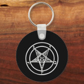 バプホメット逆ペンタグラムヤギのサタンのロゴ キーホルダー (正面)