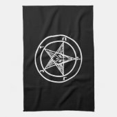 バプホメット逆ペンタグラム山羊サタンロゴ キッチンタオル (縦)