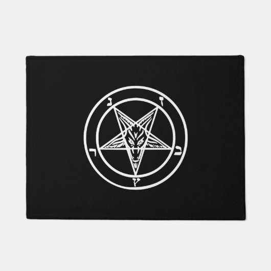 バプホメット逆ペンタグラム山羊サタンロゴ ドアマット (正面)