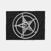 バプホメット逆ペンタグラム山羊サタンロゴ フリースブランケット (正面(横))