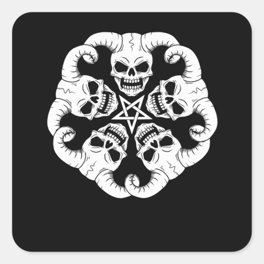 バプホームギフトウィメンルシファー666スカルペンタグラム スクエアシール (正面)