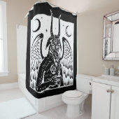 バプメットペンタグラムムーンコーヒーデーモン白黒 シャワーカーテン (インサイチュ)
