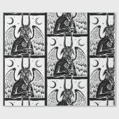 バプメットペンタグラムムーンコーヒーデーモン白黒 ラッピングペーパー (フラット)