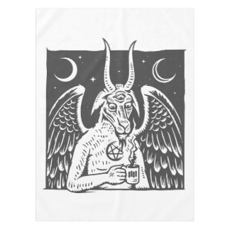 バプメットpentagram moon coffee demon white テーブルクロス