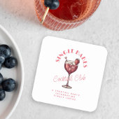 バベス独身のバレンタインデーパーティーピンクカクテル スクエアペーパーコースター