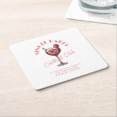 バベス独身のバレンタインデーパーティーピンクカクテル スクエアペーパーコースター (アングル)