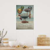 バベッジバイエアシップSteampunk Vintage Travel ポスター (キッチン)