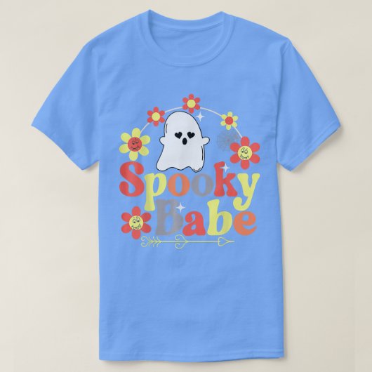 バベハロウィン不気味ハッピー顔グルービーレトロ476 Tシャツ (デザイン正面)