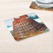 バベルの塔、ピエテル・ブルーゲル長老 スクエアペーパーコースター (アングル)