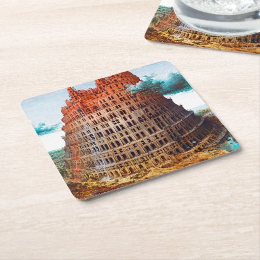 バベルの塔、ピエテル・ブルーゲル長老 スクエアペーパーコースター (アングル)