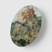 バベルの塔， 1563 (パネル油) ラウンド壁時計 (傾斜)