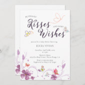 バホエレガントバタフライキス&ウィッシュベイビーシャワー 招待状 (正面/裏面)