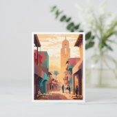 バマコマリアフリカアートヴィンテージ旅行イラストレーション ポストカード (スタンド正面)