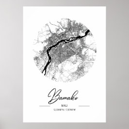 バマコ語 – マリ黒の水道街の地図 ポスター