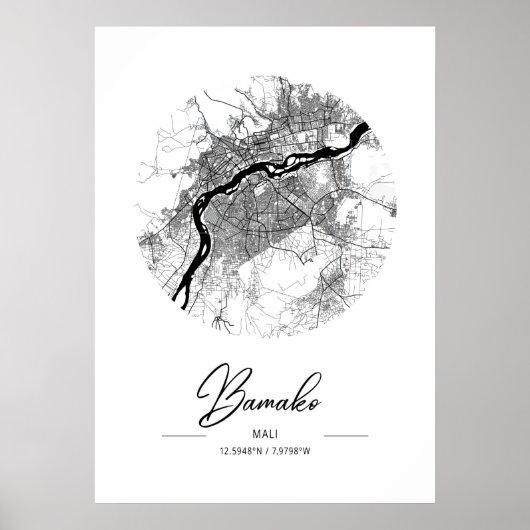 バマコ語 – マリ黒の水道街の地図 ポスター (正面)