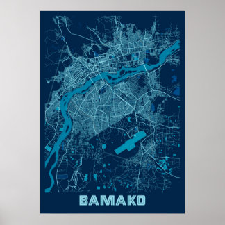 バマコ – マリ平和都市の地図 ポスター