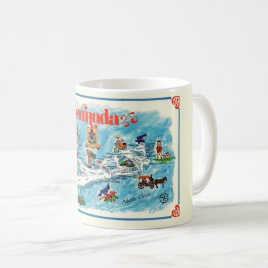 バミカラフルュー図解入りの、写真付きのダマグカップのはがき地図 コーヒーマグカップ (正面右)