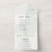 バミニマルウタカラー薄暗いブルーモノグラム結婚ズ オールインワン招待状 (内側)