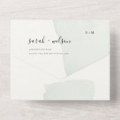 バミニマルウタカラー薄暗いブルーモノグラム結婚ズ オールインワン招待状 (裏面)