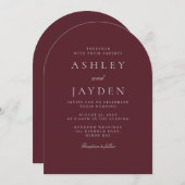 バミニマルルエレガントグンディ赤ワイ結婚ン 招待状 (正面/裏面)