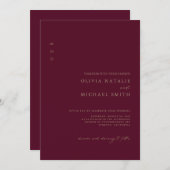 バミニマルルガンディと金ゴールドのQRコードすべて結婚の 招待状 (正面/裏面)