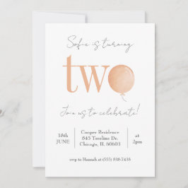 バミニマルルーンセカンド誕生日招待状 招待状