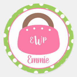 バミモノグラムのューダバッグパーソナライズされたシール ラウンドシール