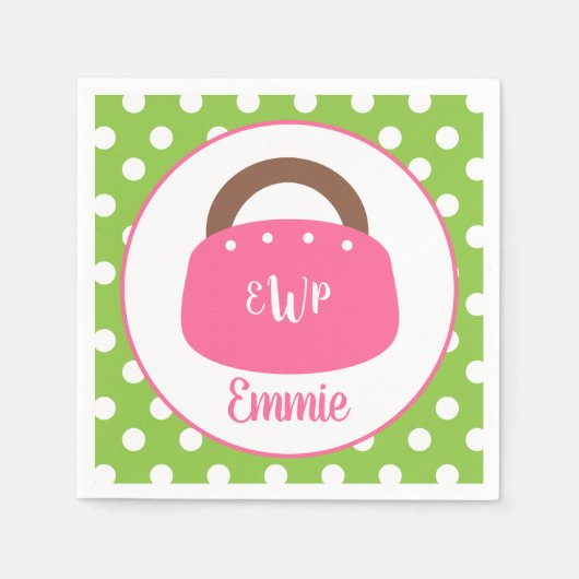 バミモノグラムのューダバッグパーソナライズされたパーティー スタンダードカクテルナプキン (正面)