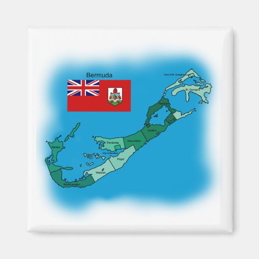 バミューダの国旗と地図 マグネット (正面)