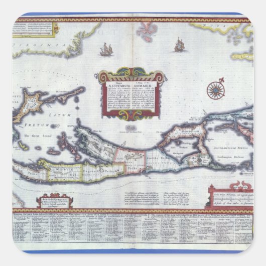 バミューダの地図 スクエアシール (正面)