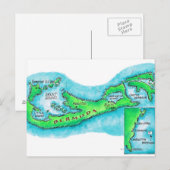 バミューダの地図 ポストカード (正面/裏面)