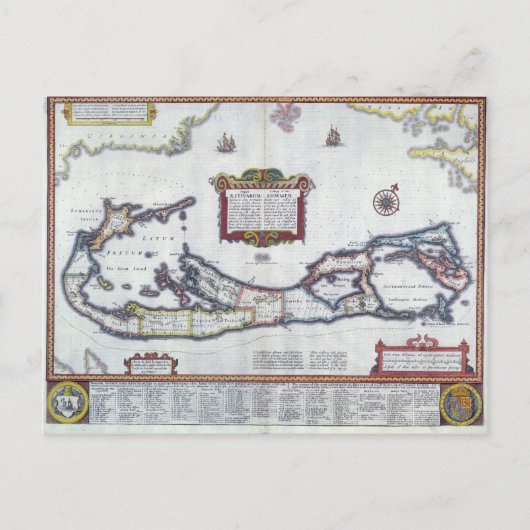 バミューダの地図 ポストカード (正面)