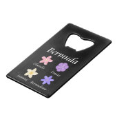 バミューダの花のアイコン(色) クレジットカード栓抜き (正面アングル)