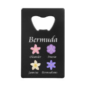 バミューダの花のアイコン(色) クレジットカード栓抜き (裏面)