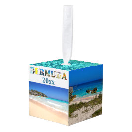 バミューダバケーション旅行写真クリスマス キューブオーナメント