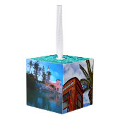 バミューダバケーション旅行写真クリスマス キューブオーナメント (裏面アングル)