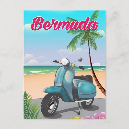 バミューダビーチスクーターの旅行ポスター ポストカード (正面)