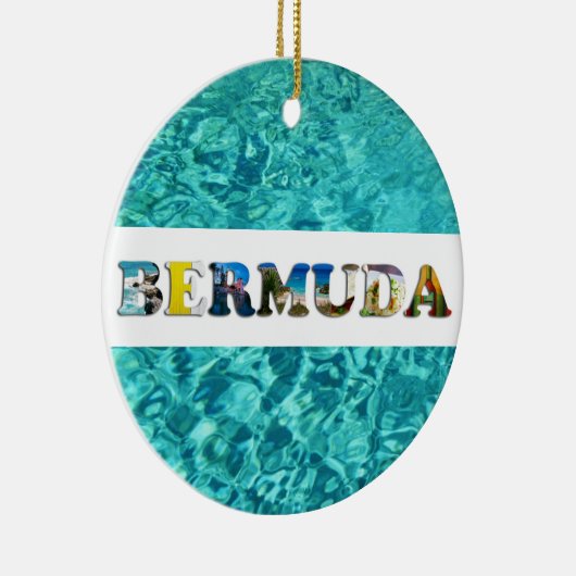 バミューダビーチブルー海旅行写真クリスマス セラミックオーナメント (右)