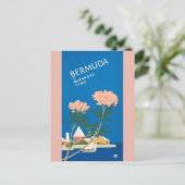 バミューダビーチレトロヴィンテージ旅行ポスター ポストカード (スタンド正面)