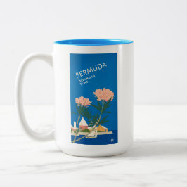 バミューダビーチ花レトロヴィンテージ旅行ポスター ツートーンマグカップ