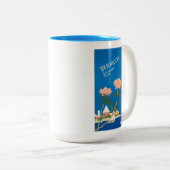 バミューダビーチ花レトロヴィンテージ旅行ポスター ツートーンマグカップ (正面右)