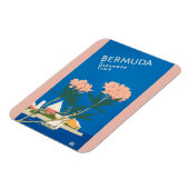 バミューダビーチ花レトロヴィンテージ旅行ポスター マグネット (左側)