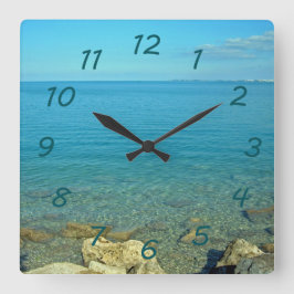 バミューダブルーグリーンウォーターズ スクエア壁時計