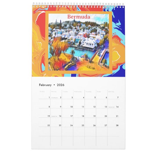 バミューダポップ・アートのアート カレンダー (2月 2026)